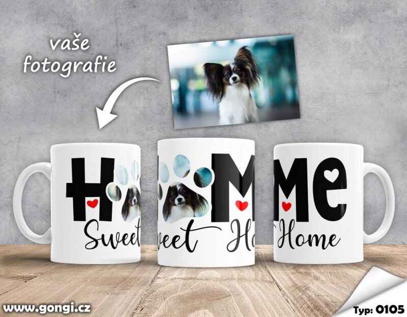 Hrnek 330 ml - 0105 - Home sweet home s tlapkou
